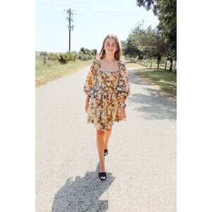 NEW MITTOSHOP shimmer floral babydoll dress in multicolor